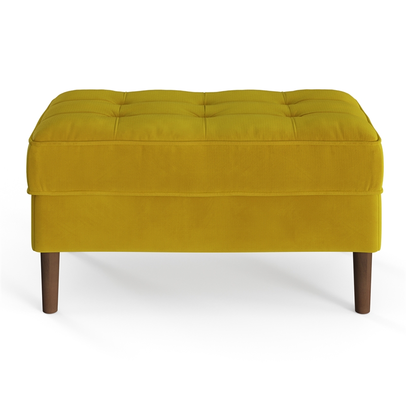 Pemberly Row Modern Performance Velvet Rectangular Ottoman in Gold