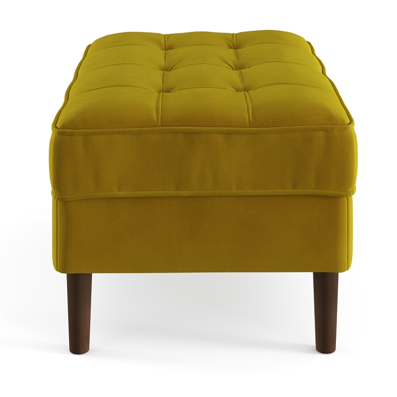 Pemberly Row Modern Performance Velvet Rectangular Ottoman in Gold