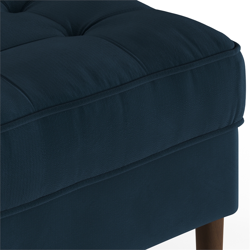 Pemberly Row Modern Performance Velvet Rectangular Ottoman in Blue