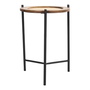 Pemberly Row Modern Circle Mid-Century Modern Side Table in Walnut