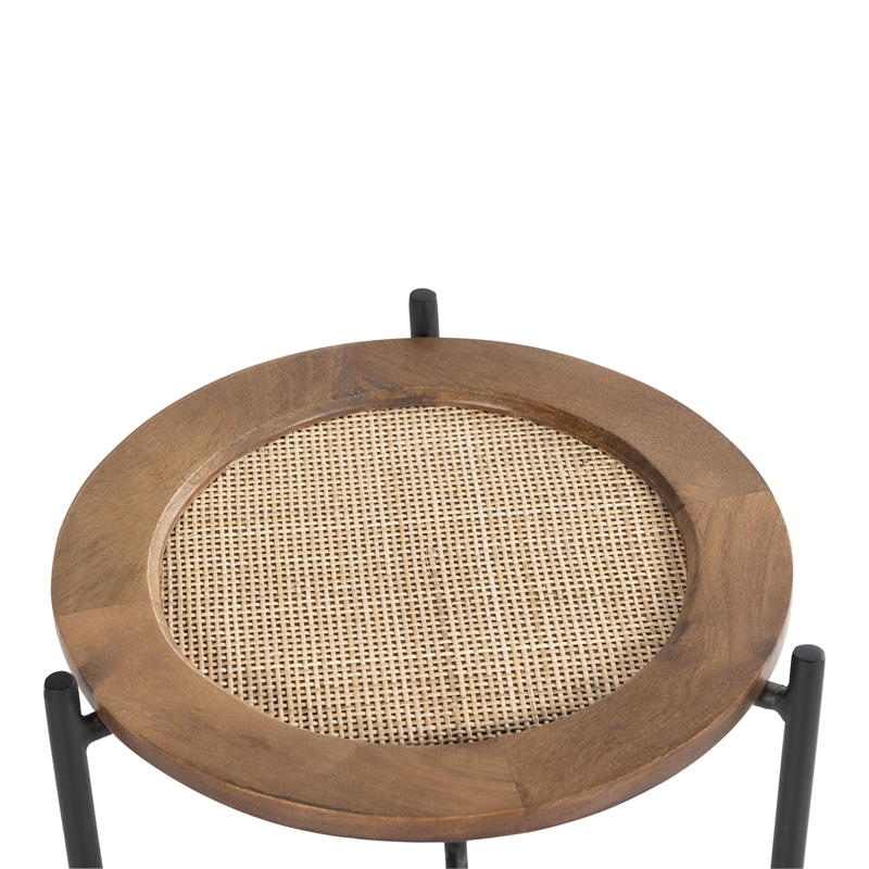 Pemberly Row Modern Circle Mid-Century Modern Side Table in Walnut