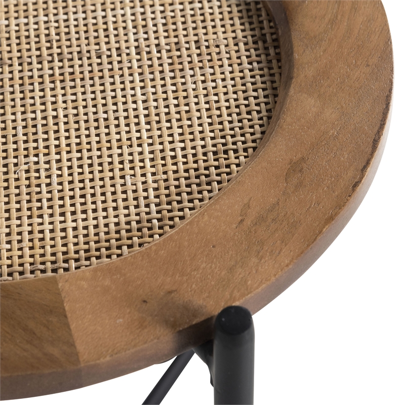 Pemberly Row Modern Circle Mid-Century Modern Side Table in Walnut