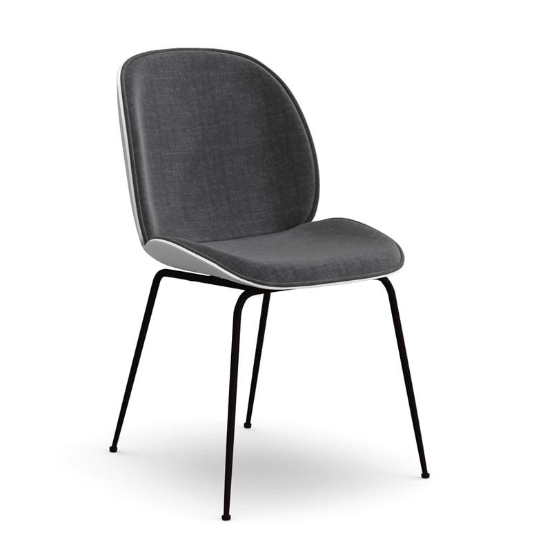 Pemberly Row Modern Fabric Side Chair (Set of 2) in White and Gray