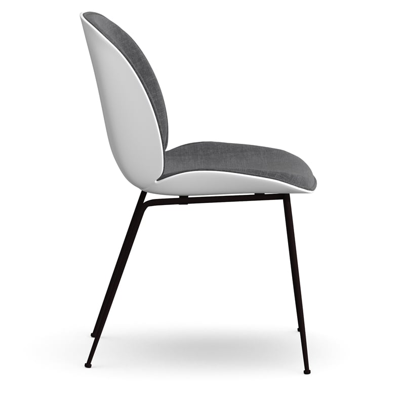Pemberly Row Modern Fabric Side Chair (Set of 2) in White and Gray