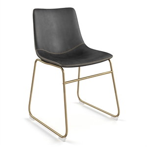 Pemberly Row Modern Side Chairs with Gold Legs (Set of 2) in Black