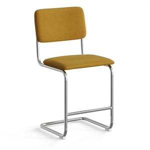 Pemberly Row Modern Velvet Counter Height Stool (Set of 2) in Gold