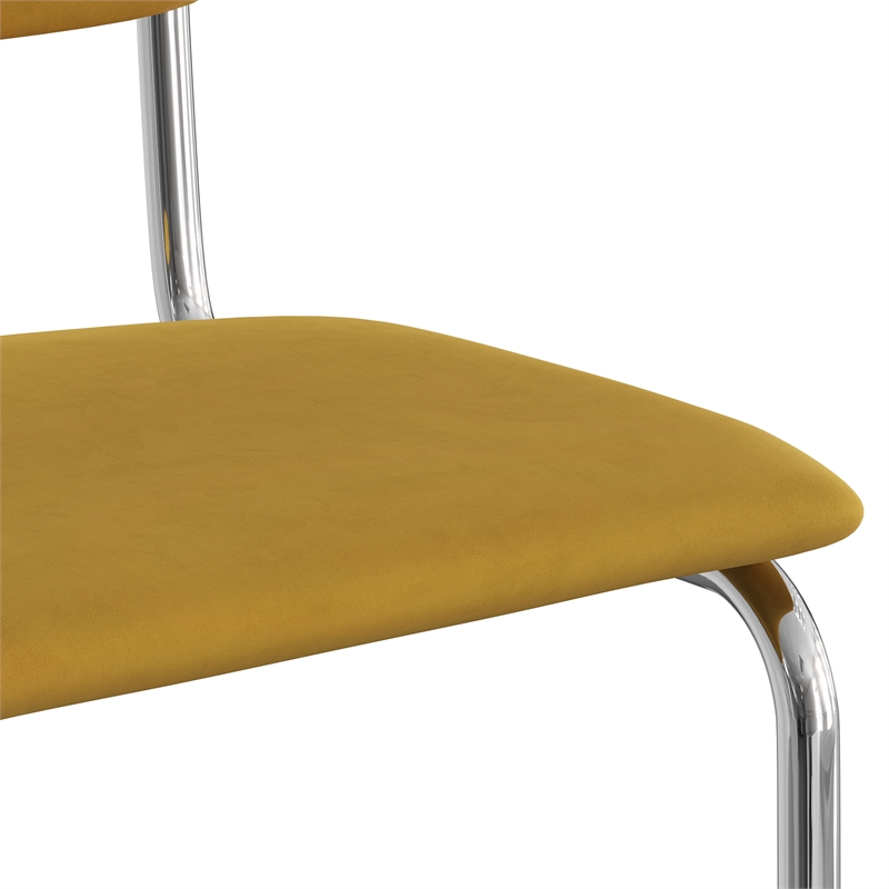 Pemberly Row Modern Velvet Counter Height Stool (Set of 2) in Gold