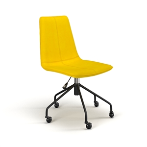 Pemberly Row Modern Velvet Chair Rolling Swivel Task Chair in Gold