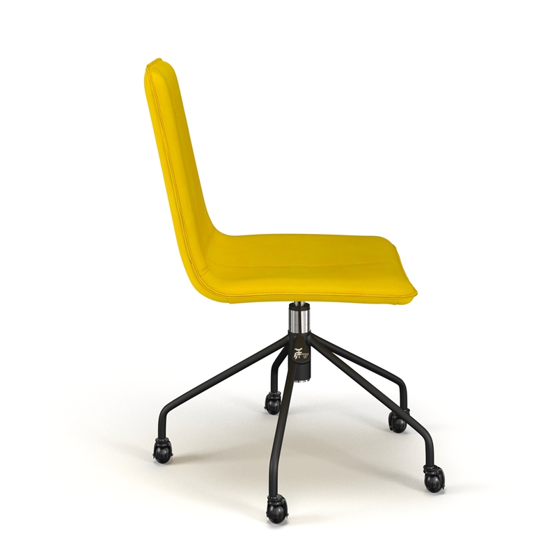 Pemberly Row Modern Velvet Chair Rolling Swivel Task Chair in Gold