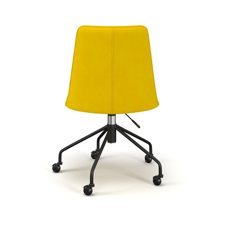 Pemberly Row Modern Velvet Chair Rolling Swivel Task Chair in Gold