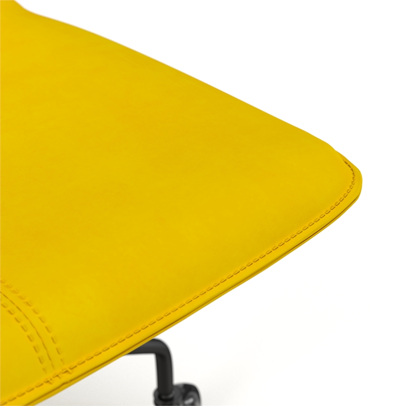 Pemberly Row Modern Velvet Chair Rolling Swivel Task Chair in Gold