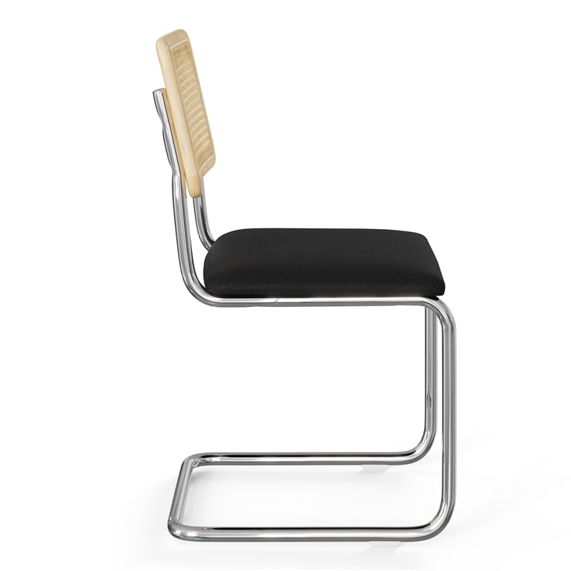 Pemberly Row Cane Back Fabric Side Chair (Set Of 2) in Black Linen