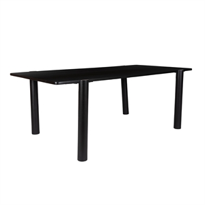 Pemberly Row Solid Acacia Wood 80&quot Rectangle Dining Table in Black