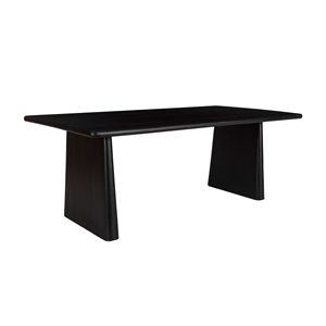 Pemberly Row Solid Acacia Wood 80&quot Rectangle Dining Table in Black