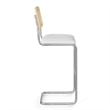 Pemberly Row Cane Back Fabric Bar Height Stool (Set of 2) in White