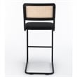 Pemberly Row Cane Back Boucle Bar Height Stool (Set of 2) in Black