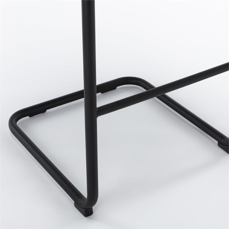 Pemberly Row Cane Back Boucle Bar Height Stool (Set of 2) in Black