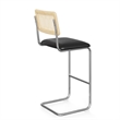 Pemberly Row Cane Back Fabric Bar Height Stool (Set of 2) in Black