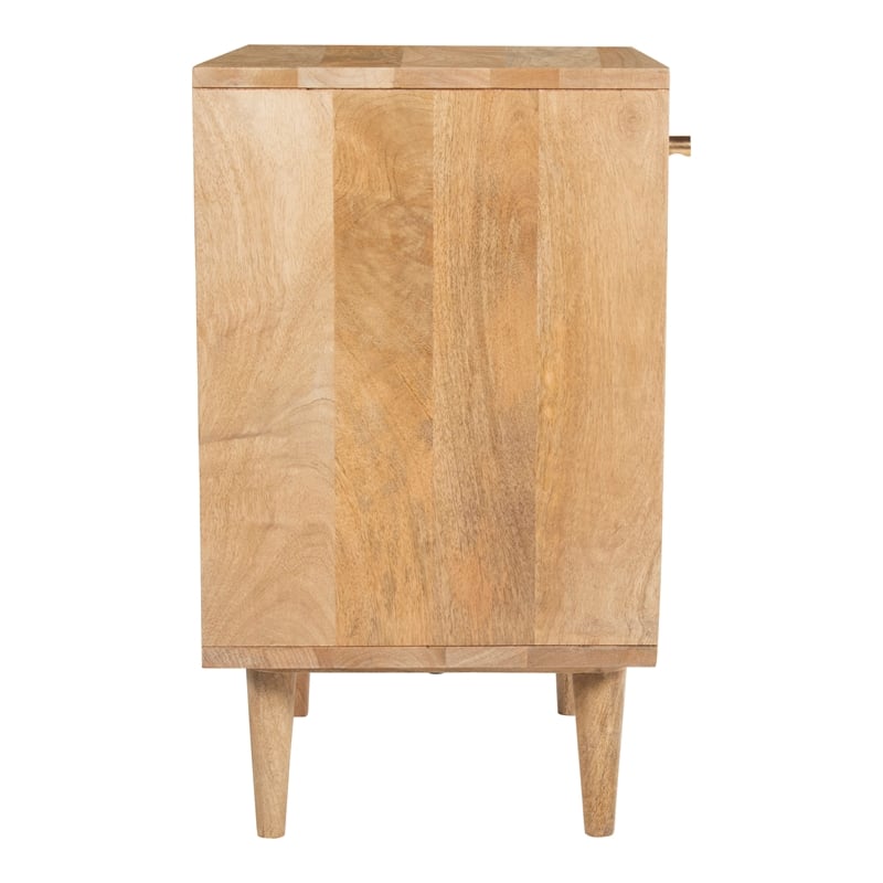 Pemberly Row Circle One Door Solid Wood Nightstand in Natural Cane