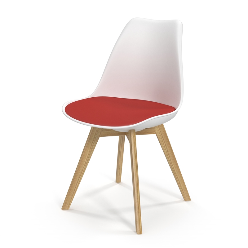 Pemberly Row Contemporary Leather Side Chairs (Set of 2) in Red