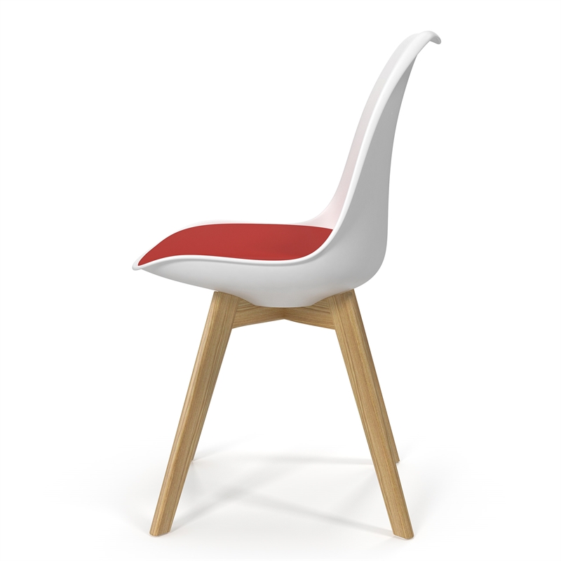 Pemberly Row Contemporary Leather Side Chairs (Set of 2) in Red