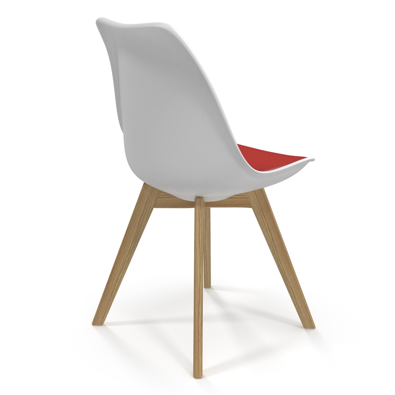 Pemberly Row Contemporary Leather Side Chairs (Set of 2) in Red