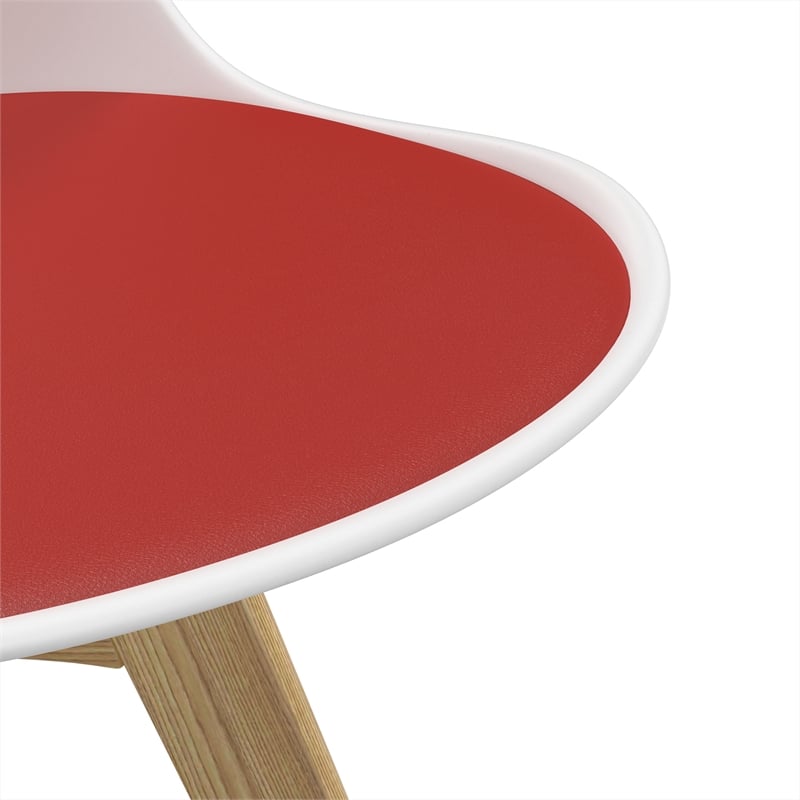 Pemberly Row Contemporary Leather Side Chairs (Set of 2) in Red