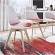 Pemberly Row Contemporary Leather Side Chairs (Set of 2) in Red