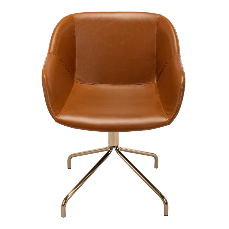 Pemberly Row Modern / Contemporary Vegan Leather Armchair in Tan