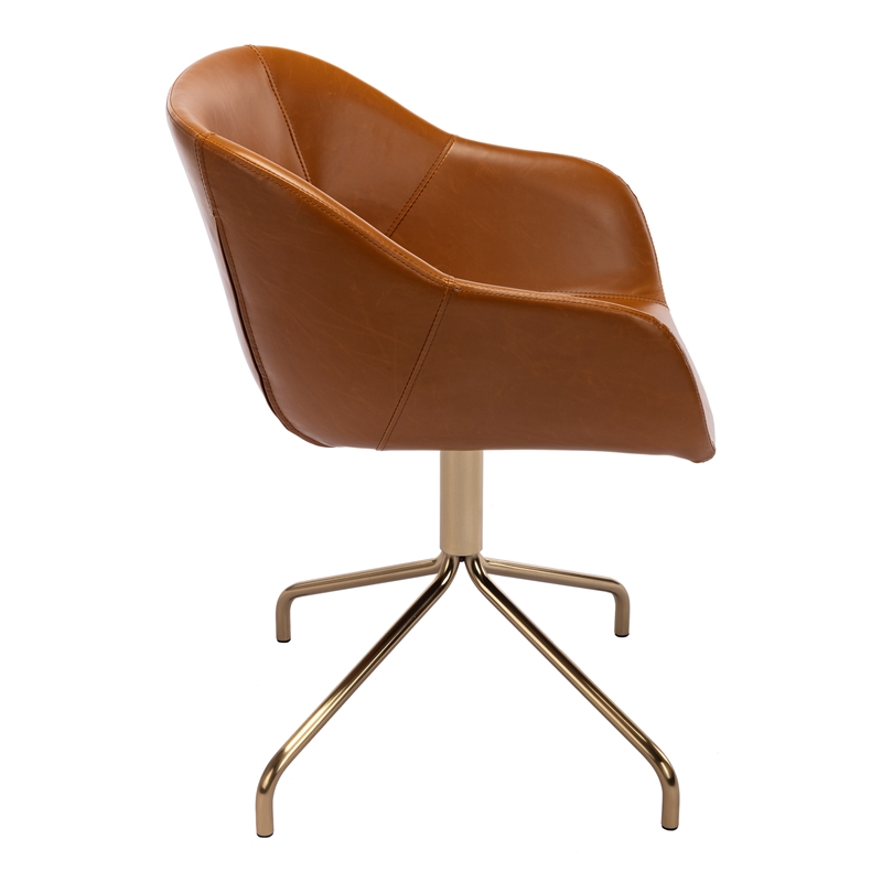 Pemberly Row Modern / Contemporary Vegan Leather Armchair in Tan