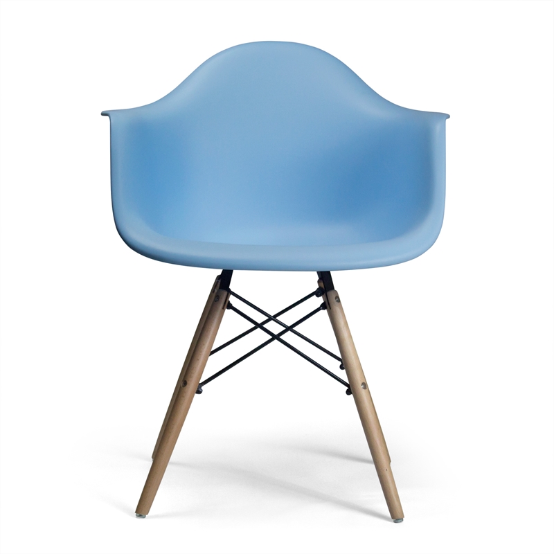 Pemberly Row Contemporary Plastic Arm Chairs (Set of 2) in Blue