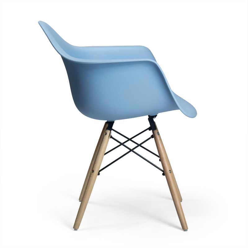 Pemberly Row Contemporary Plastic Arm Chairs (Set of 2) in Blue