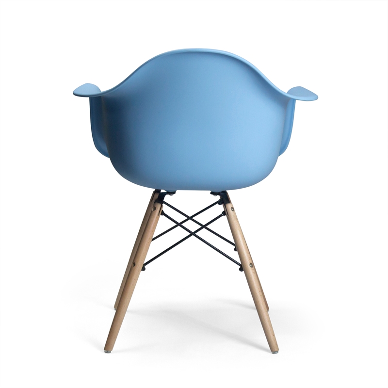 Pemberly Row Contemporary Plastic Arm Chairs (Set of 2) in Blue