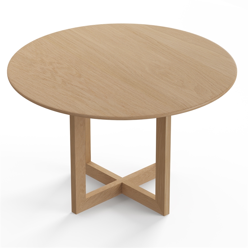 Pemberly Row Contemporary Wood Round Dining Table in Natural