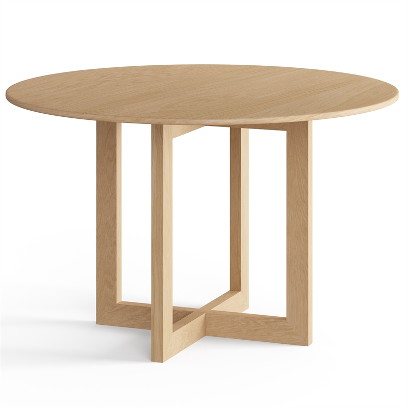 Pemberly Row Contemporary Wood Round Dining Table in Natural