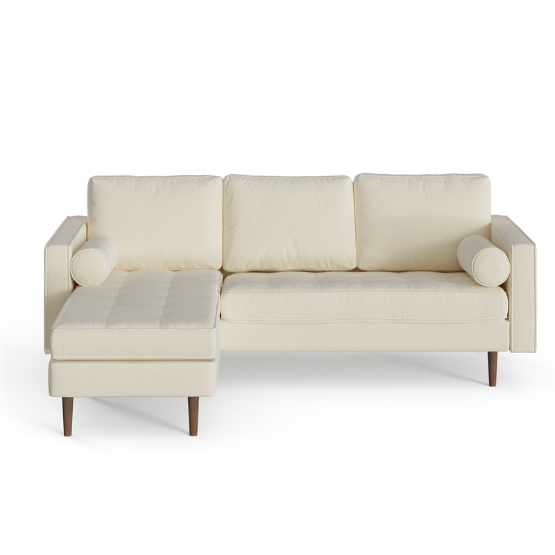 Pemberly Row Contemporary Fabric Reversible Sectional in Beige
