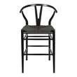 Pemberly Row Contemporary Rattan Counter Height Stool in Black