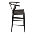 Pemberly Row Contemporary Rattan Counter Height Stool in Black