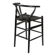 Pemberly Row Contemporary Rattan Counter Height Stool in Black