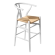 Pemberly Row Contemporary Rattan Counter Height Stool in White