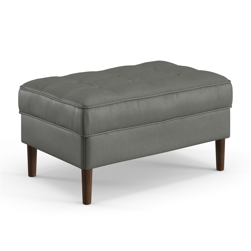 Pemberly Row Modern Vegan Leather Rectangular Ottoman in Slate