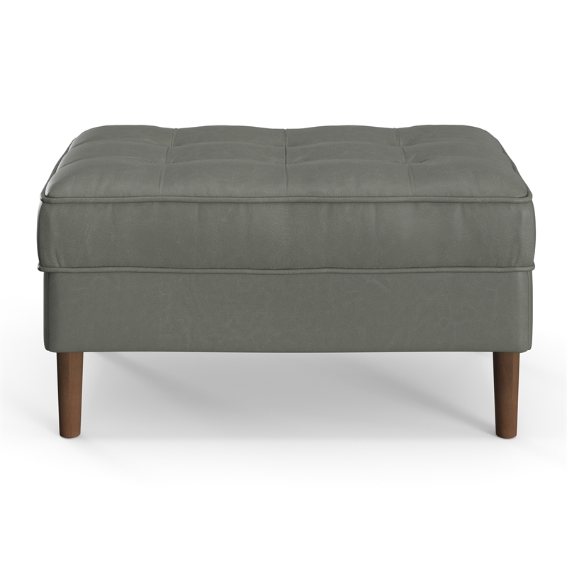Pemberly Row Modern Vegan Leather Rectangular Ottoman in Slate