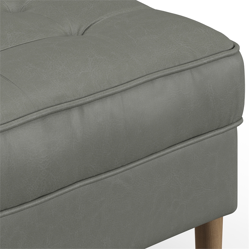 Pemberly Row Modern Vegan Leather Rectangular Ottoman in Slate