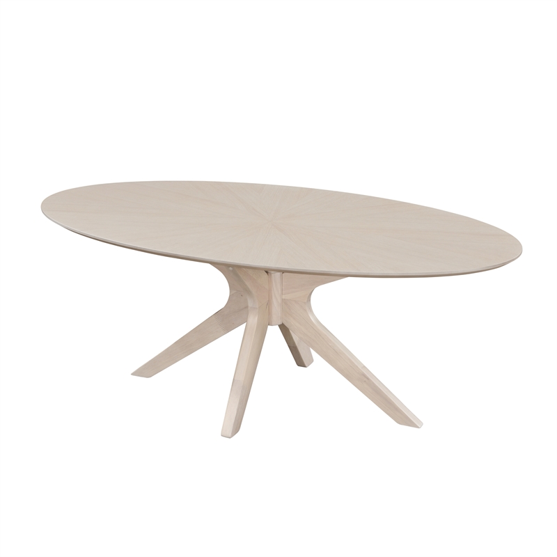 Pemberly Row Contemporary Wood Oval Coffee Table in Light Oak