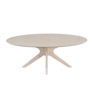 Pemberly Row Contemporary Wood Oval Coffee Table in Light Oak