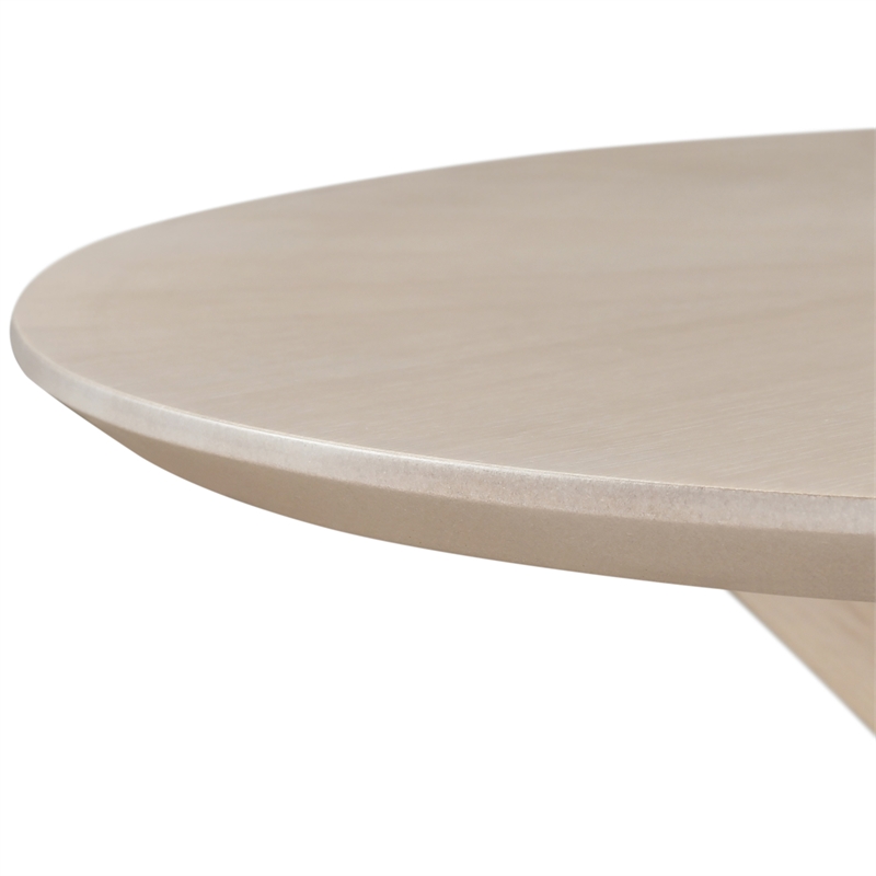 Pemberly Row Contemporary Wood Oval Coffee Table in Light Oak