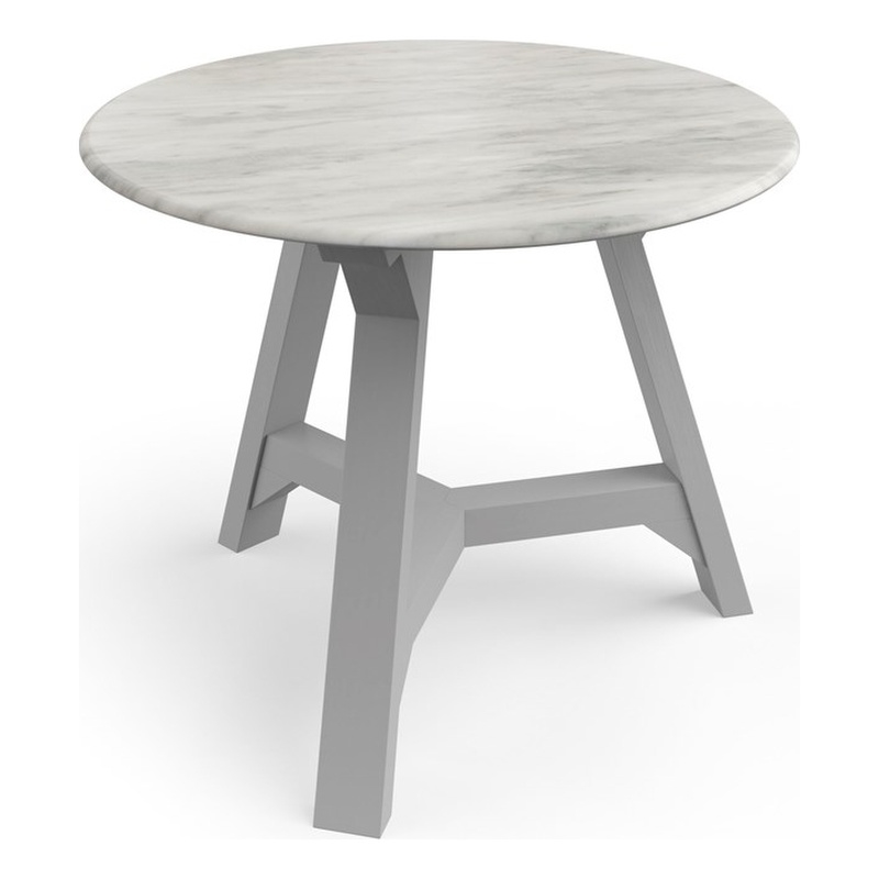 Pemberly Row Contemporary Vinyl Faux Marble Side Table in Gray