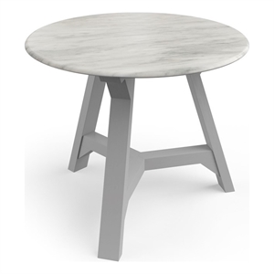 Pemberly Row Contemporary Vinyl Faux Marble Side Table in Gray