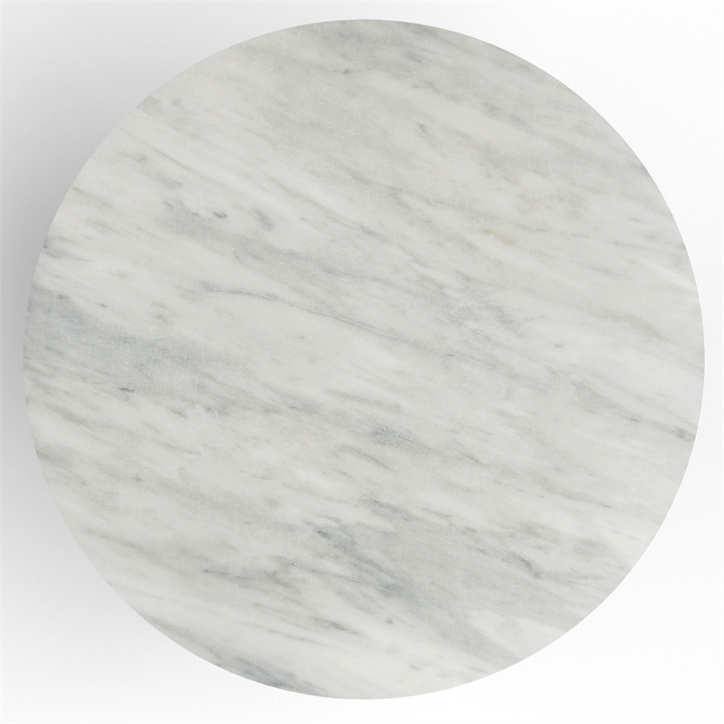 Pemberly Row Contemporary Vinyl Faux Marble Side Table in Gray