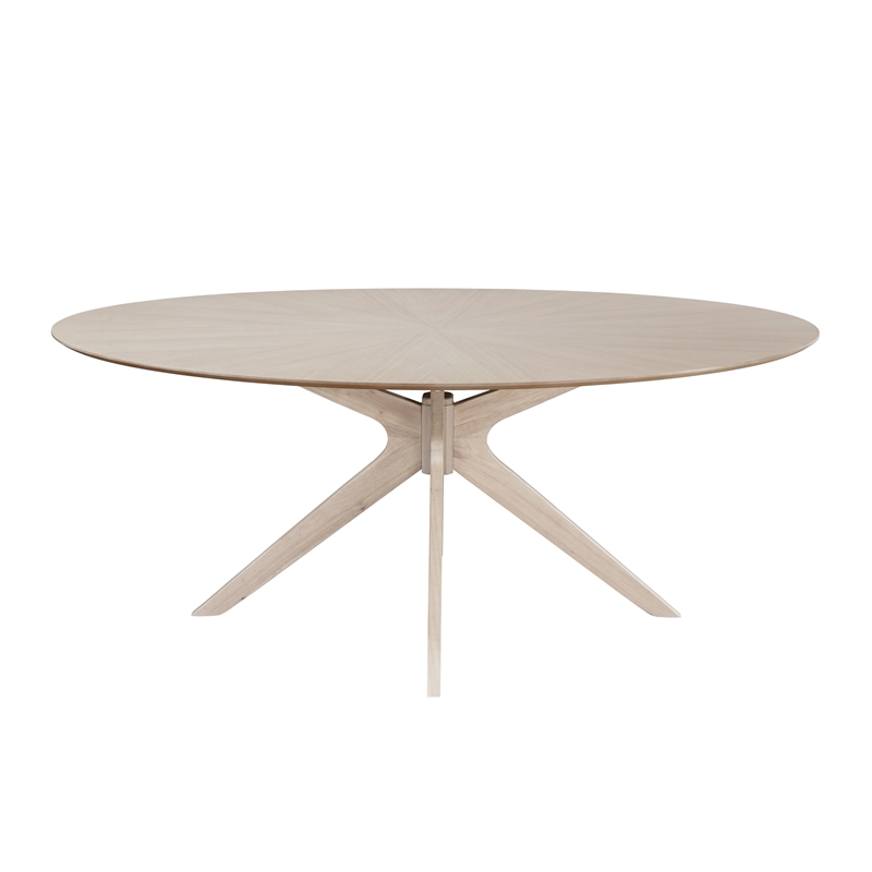 Pemberly Row Contemporary Wood Oval Dining Table in Light Oak